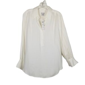 Chico's NWT Blouse Half Placket Feminine Tunic Sandwash Satin Womens Size 1 8/10